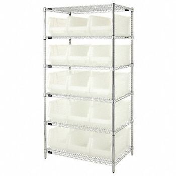 QUANTUM STORAGE SYSTEMS Bin Shlvng 24inx74inx36in Clear, 6GAR1