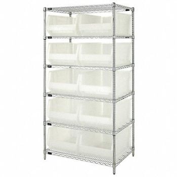 QUANTUM STORAGE SYSTEMS D5605 Bin Shlvng 24inx74inx36in Clear, 6GAR2