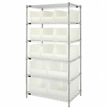 QUANTUM STORAGE SYSTEMS Bin Shlvng 24inx74inx36in Clear, 6GAR3