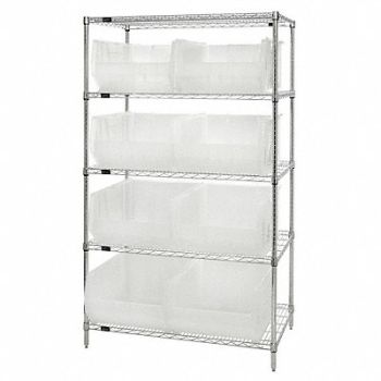 QUANTUM STORAGE SYSTEMS Bin Shlvng 24inx74inx42in Clear, 6GAR4