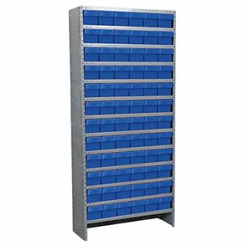 AKRO-MILS Enclosed Bin Shlvng 12x79x36in Blue, 6GDD8