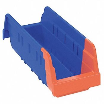 AKRO-MILS H8694 Shelf Bin Blue/Orange IndstrGrdPoly 4 in, 6GDK3