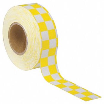 PRESCO PRODUCTS CO Flagging Tape Wh/Yllw 300 ft x 1-3/16 In, 6GJL2
