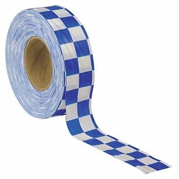 PRESCO PRODUCTS CO Flagging Tape White/Blue 300ft x 1-3/8In, 6GJL3
