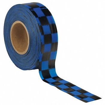 PRESCO PRODUCTS CO Flagging Tape Blue/Blk 300ft x 1-3/16In, 6GJL4