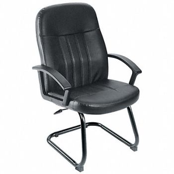 GRAINGER APPROVED Guest Chair Leather Black 41 in H, 6GNN5