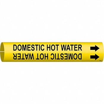 BRADY Pipe Marker Domestic Hot Water 13/16in H, 6GR06