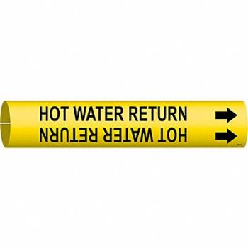 BRADY Pipe Mrkr Hot Watr Retrn 7/8in H 7/8in W, 6GR08