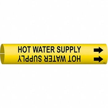 BRADY Pipe Mrkr Hot Watr Spply 7/8in H 7/8in W, 6GR09