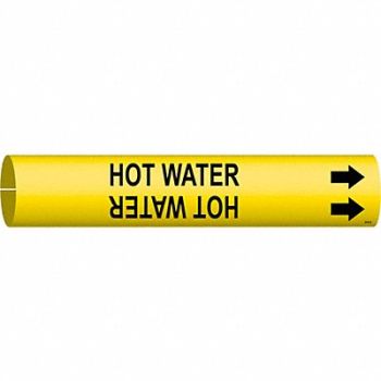 BRADY Pipe Marker Hot Water 7/8 in H 7/8 in W, 6GT64