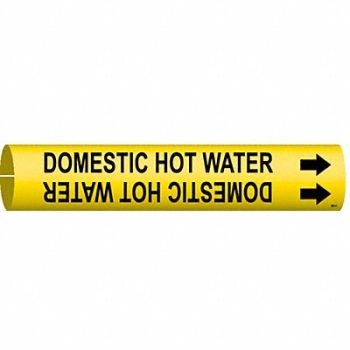 BRADY Pipe Mrkr Domestic Hot Water 2in H 2in W, 6GV02