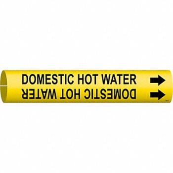 BRADY Pipe Marker Domstc Hot Water 2 13/16in H, 6GV43