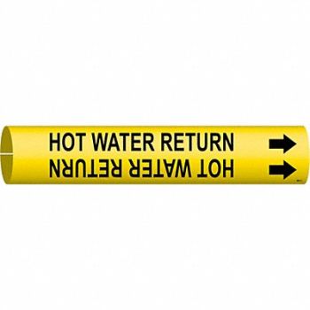 BRADY Pipe Marker Hot Water Return 2in H 2in W, 6GV88