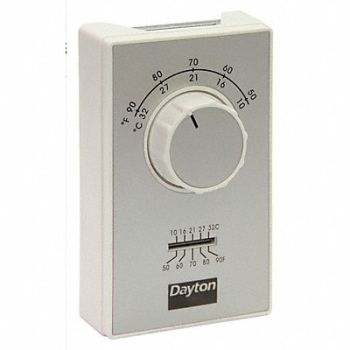 DAYTON Line Volt NP Analog Tstat 1C White SPST, 6GVX8