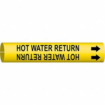 BRADY Pipe Marker Hot Water Return 2 13/16in H, 6GW08