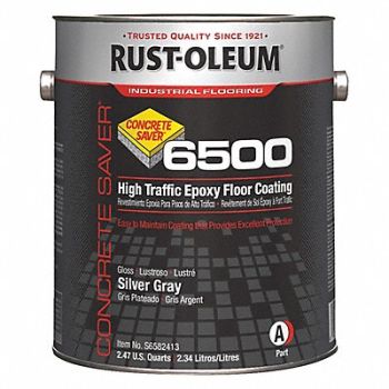 RUST-OLEUM Floor Coating 6500 Silver Gray 1 gal Can, 6H060