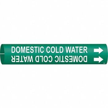 BRADY Pipe Marker Domestic Cold Water 7/8in H, 6H558