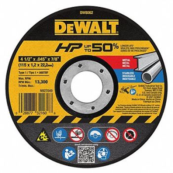 DEWALT CutOff Wheel A60T 4-1/2 x.045 x7/8, 6HD44