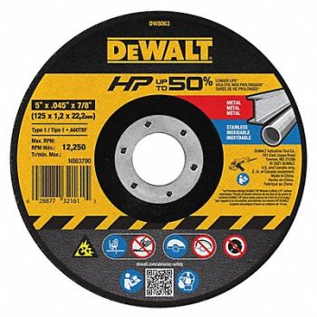 DEWALT CutOff Wheel A60T 5 x.045 x7/8 12200rpm, 6HD45