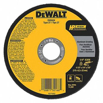 DEWALT Depressed Center Whl T27 4.5x1/4x7/8 AO, 6HD69