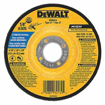DEWALT Depressed Center Whl T27 4.5x1/4x7/8 AO, 6HD75