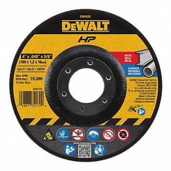 DEWALT Depressed Center Whl T27 4x0.045x5/8 AO, 6HD80