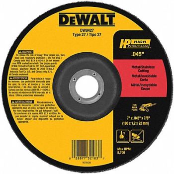 DEWALT Depressed Center Whl T27 7x0.045x7/8 AO, 6HD84