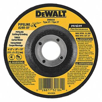DEWALT Depressed Center Whl T27 4.5x1/8x7/8 AO, 6HD85