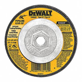 DEWALT Depressed Ctr Whl T27 4.5x1/8x5/8-11 AO, 6HD86