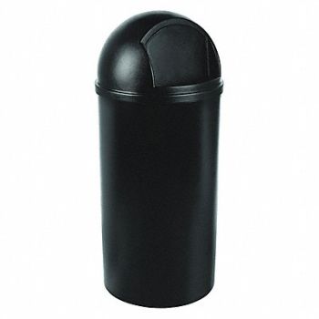 RUBBERMAID COMMERCIAL PRODUCTS Trash Can Round 25 gal Black, 6HH68
