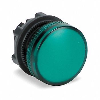 SCHNEIDER ELECTRIC Pilot Light Head Green 22mm Incandescent, 6HW16
