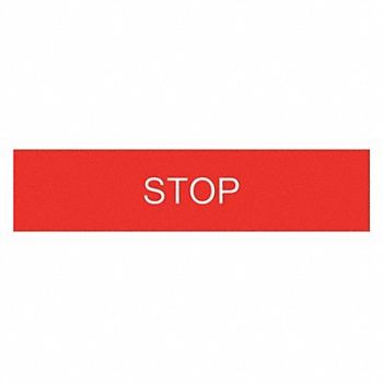 SCHNEIDER ELECTRIC Legend Plate Stop White and Red, 6JC04