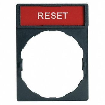 SCHNEIDER ELECTRIC Legend Plate Rectangular Reset White/Red, 6JC59
