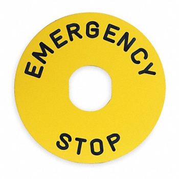 SCHNEIDER ELECTRIC Legend Plate Emergency Stop Black/Yellow, 6JC79