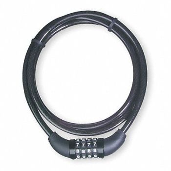 MASTER LOCK Cable Lock 60 in Braided Steel Black, 6JD75