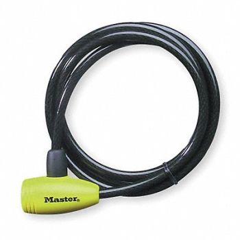 MASTER LOCK Cable Lock 72 in Braided Steel Black, 6JD76