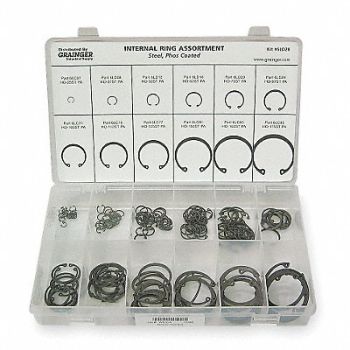 GRAINGER APPROVED Int Retain Ring Asst 180 Pc 12 Szs, 6LD28