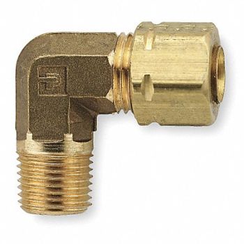PARKER Elbow 90 Brass CompxM 1/4Inx1/8In PK50, 6LG03