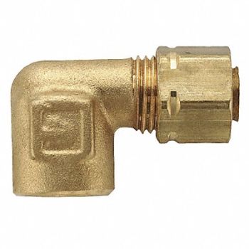 PARKER Elbow 90 Brass CompxF 1/2Inx3/8In PK10, 6LG22