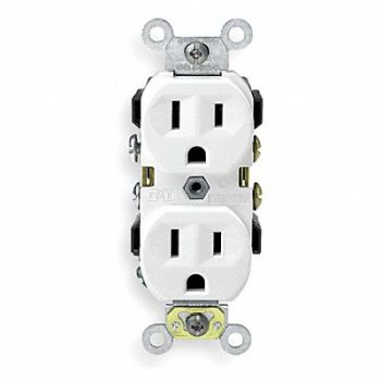HUBBELL Receptacle Duplex 15A 5-15R 125V White, 3D185
