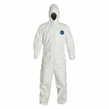 DUPONT Hooded Coverall Elastic White XL PK25, 25RP98