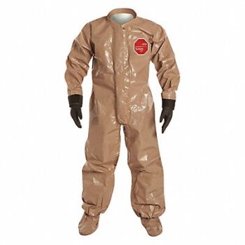 DUPONT D2221 Collared Coveralls Tan XL Elastic PK6, 6LY87