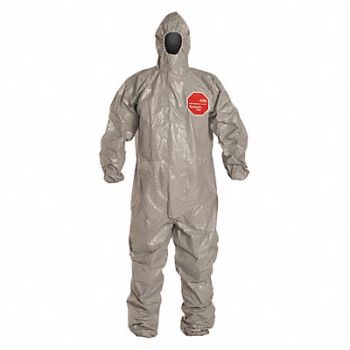 DUPONT Hooded Coverall Elastic Gray XL PK6, 38E417