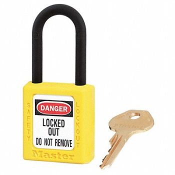 MASTER LOCK Lockout Padlock KA Yellow 1-3/4 H PK12, 6MCE2