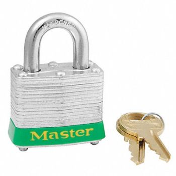 MASTER LOCK D5332 Lockout Padlock KA Green 1-1/4 H PK6, 6MCH5