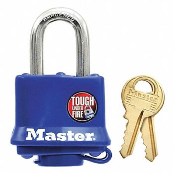 MASTER LOCK Keyed Padlock 1/2 in Rectangle Blue, 6MCP5