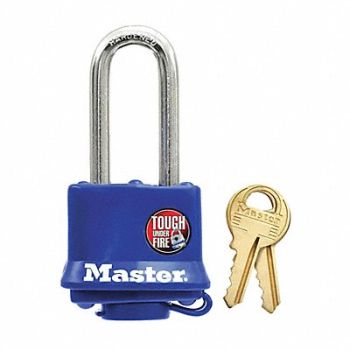 MASTER LOCK Keyed Padlock 1/2 in Rectangle Blue, 6MCP8