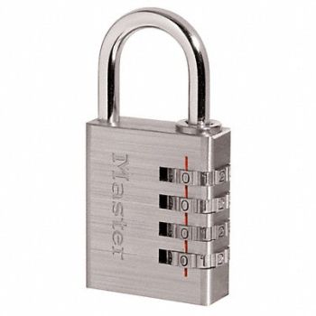 MASTER LOCK Combination Padlck 1 11/16in Rectgle Slv, 6MCR4