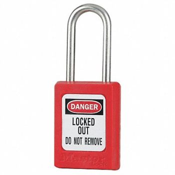 MASTER LOCK Lockout Padlock KA Red 1-13/16 H PK3, 6MDA3