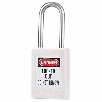 MASTER LOCK G6057 Lockout Padlock KD White 1-13/16 H, 6MCU2